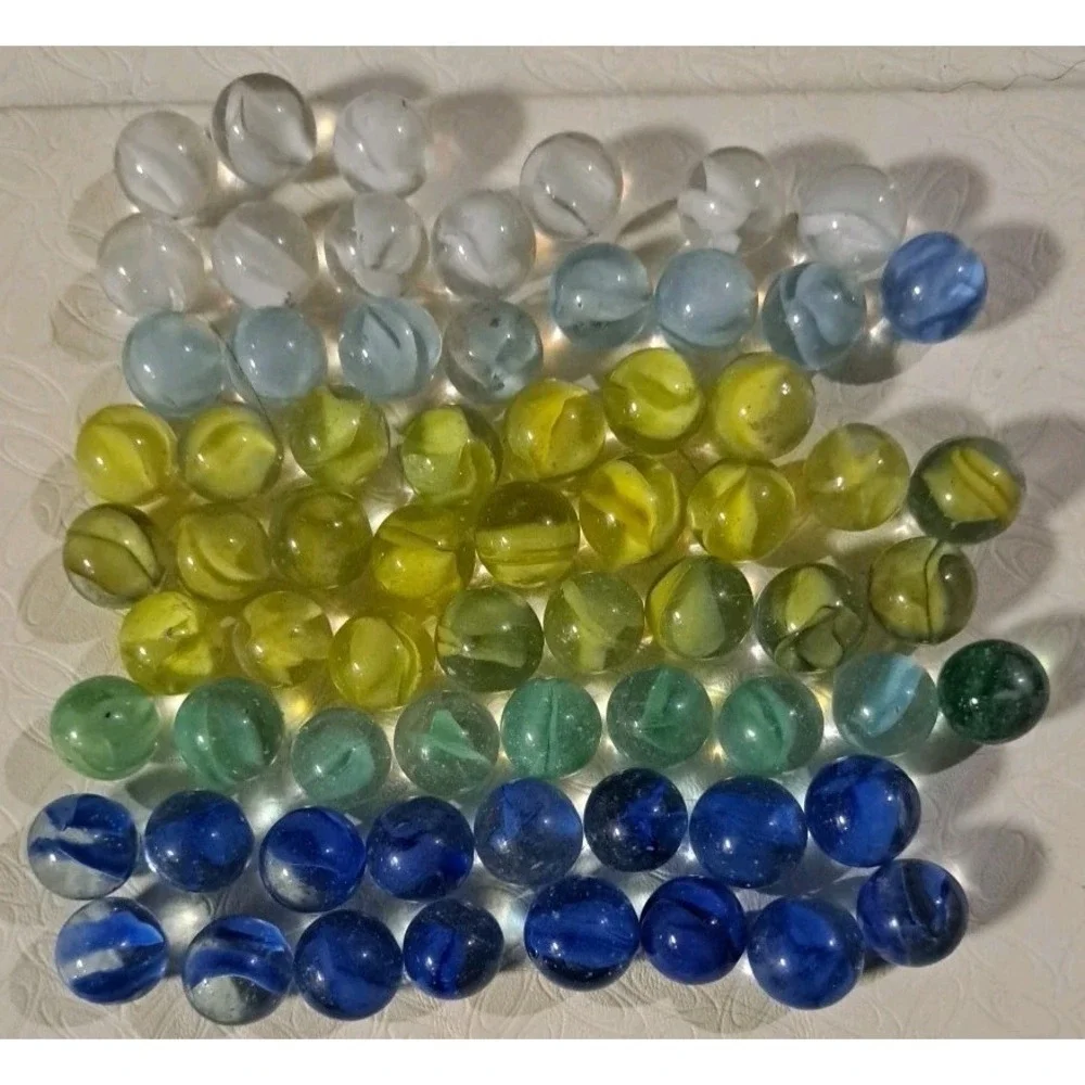 Lot Of 67 Estate Sale‎ Marbles  Mixed Colors White Light Blue Yellow Green...